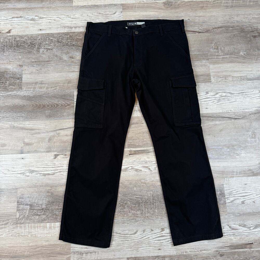 Carhartt Rugged Flex Rigby Cargo Pants Black Relaxed Straight Workwear 38x30